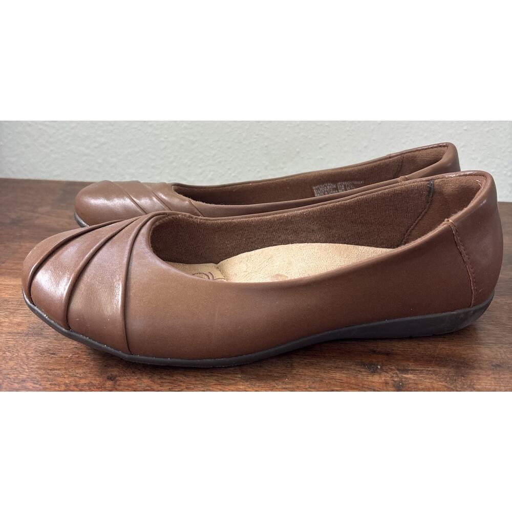 Earth Spirit Comfort Shoes 7.5 Brown Faux Leather Slip-On Ballet Flats Gelron - Picture 2 of 9